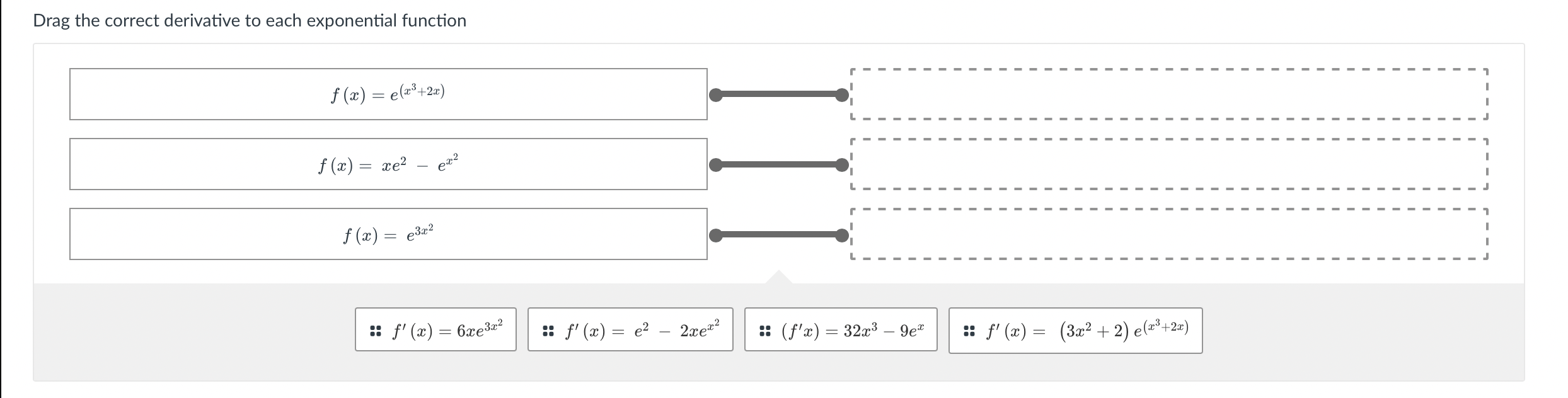 Solved Drag the correct derivative to each exponential | Chegg.com