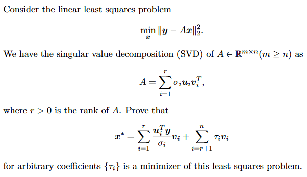 Solved Consider the linear least squares problem | Chegg.com