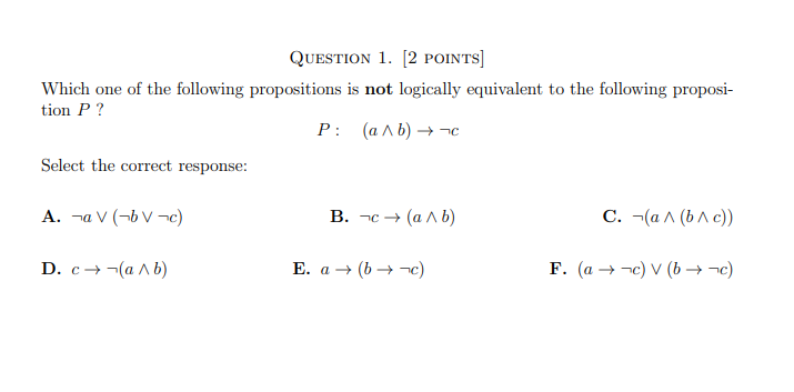 Solved Question 1 2 Points Which One Of The Following Chegg Com