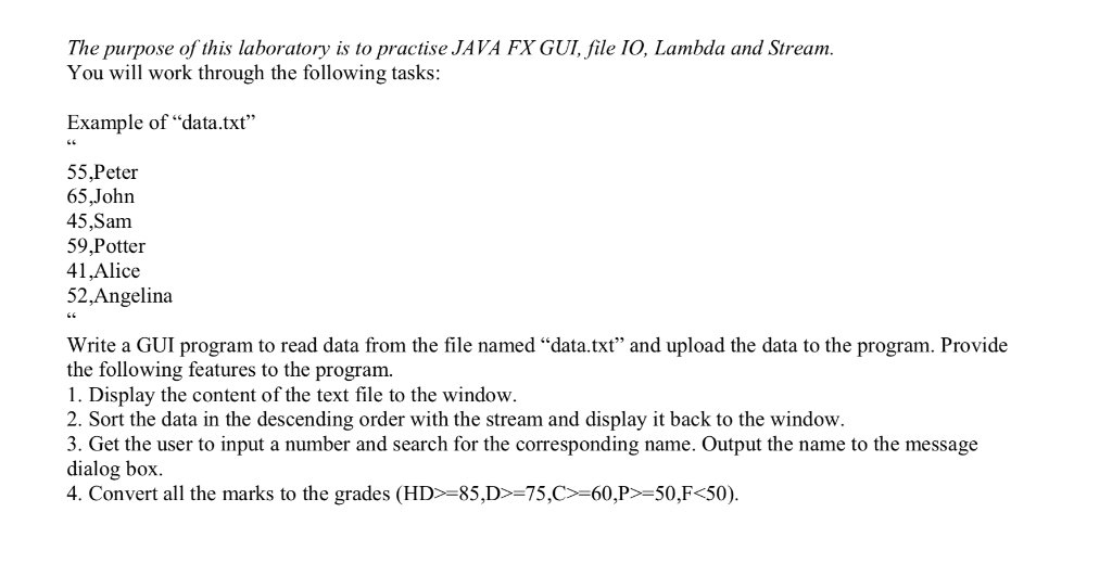 Solved The purpose of this laboratory is to practise JAVA FX | Chegg.com