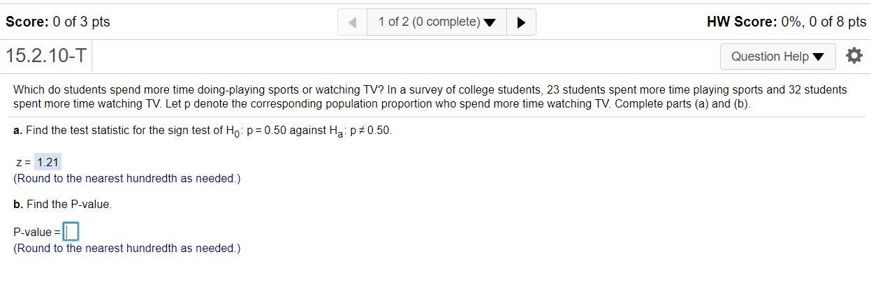 Solved Score: 0 of 3 pts 1 of 2 (0 complete) HW Score: 0%, 0 | Chegg.com