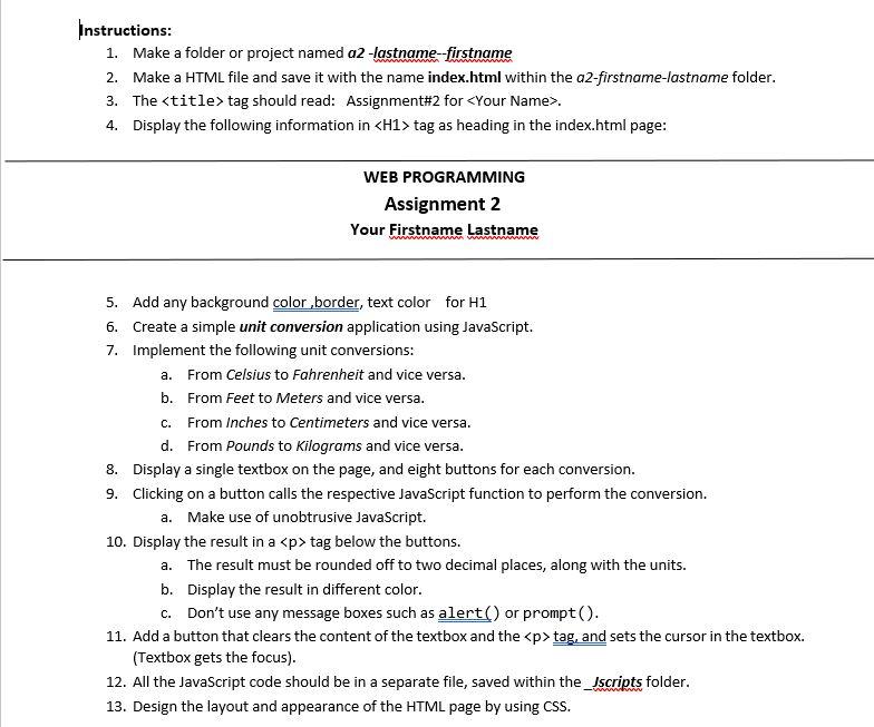 Solved Instructions 1. Make a folder or project named a2 Chegg