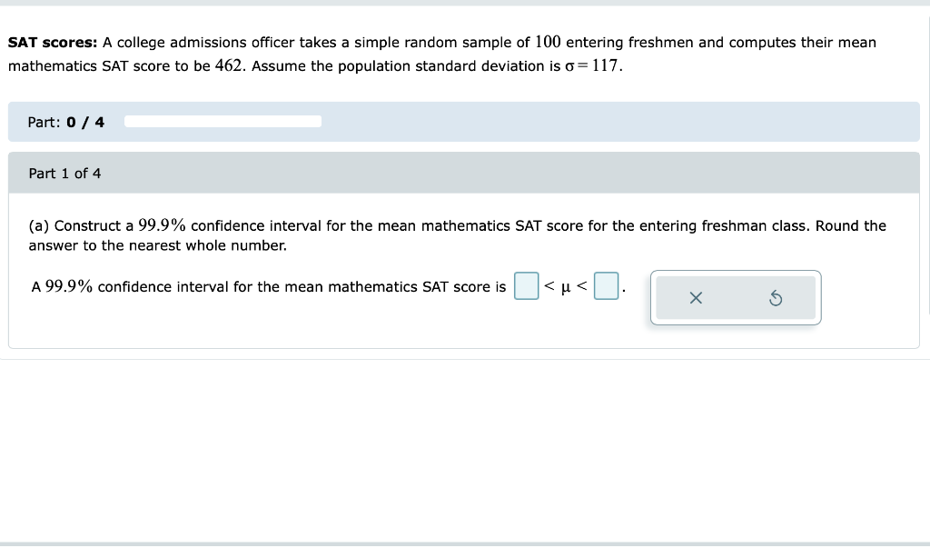 Solved SAT scores A college admissions officer takes a