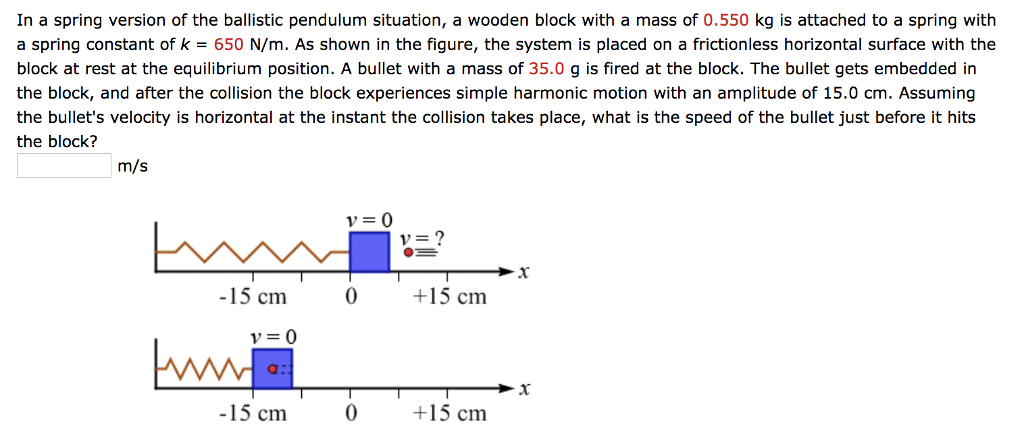 Solved In a spring version of the ballistic pendulum | Chegg.com