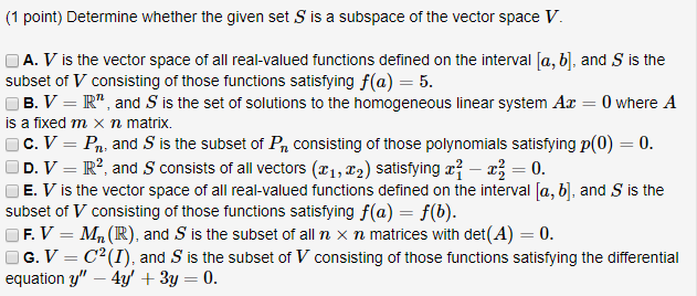 Solved 1 Point Determine Whether The Given Set Ss Is A Chegg Com