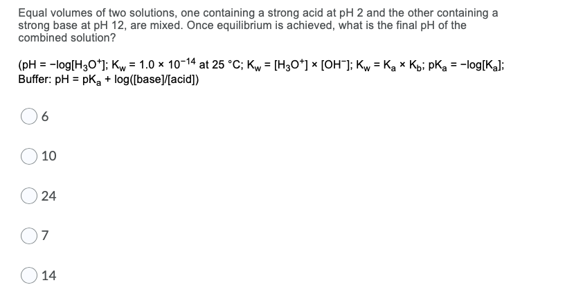 Solved Equal Volumes Of Two Solutions, One Containing A | Chegg.com