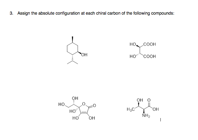 Solved Assign the absolute configuration at each of the | Chegg.com