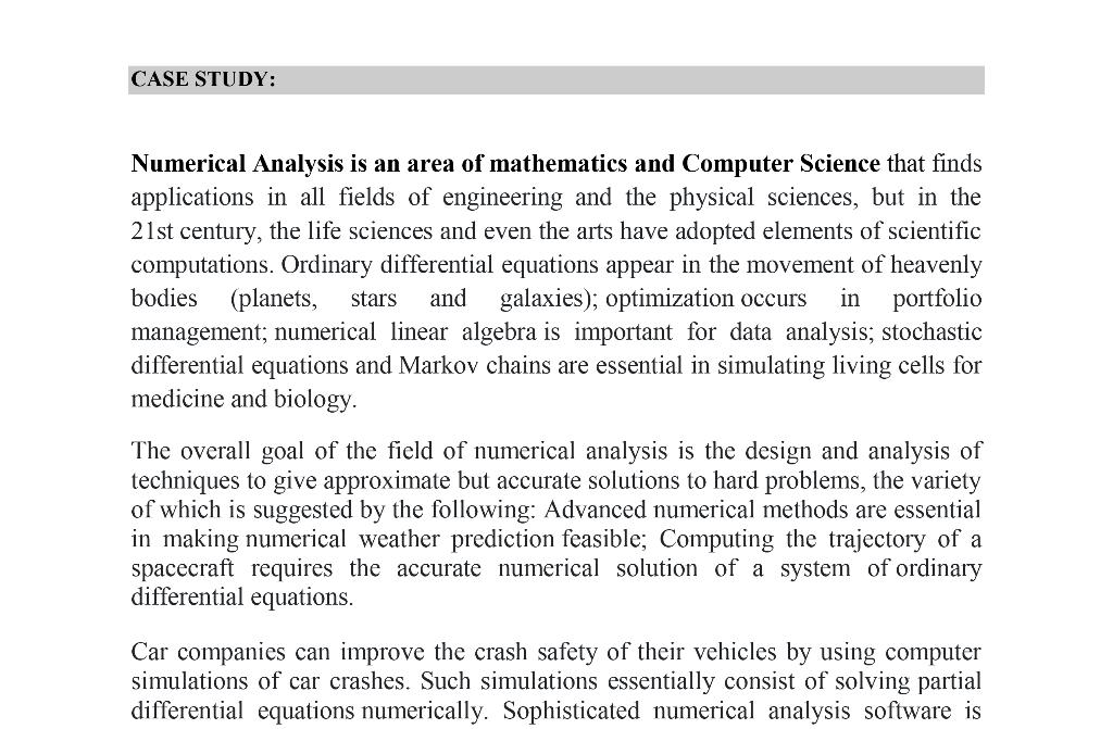 case study of numerical analysis
