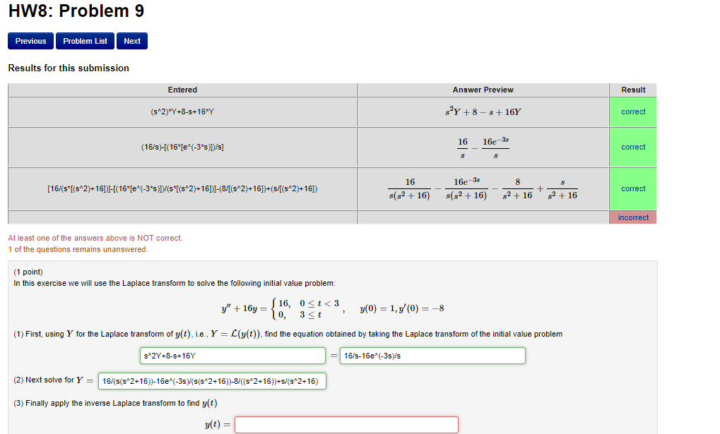 Solved HW8: Problem 9 Previous Problem List Next Results for | Chegg.com