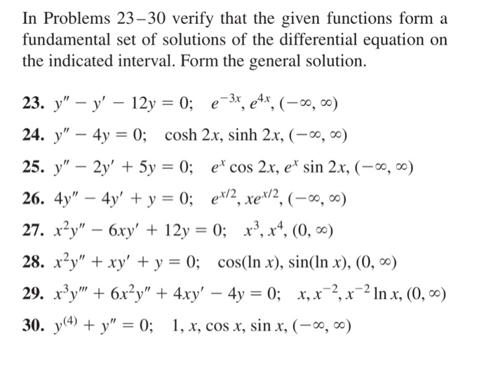 Solved In Problems 23 30 Verify That The Given Functions