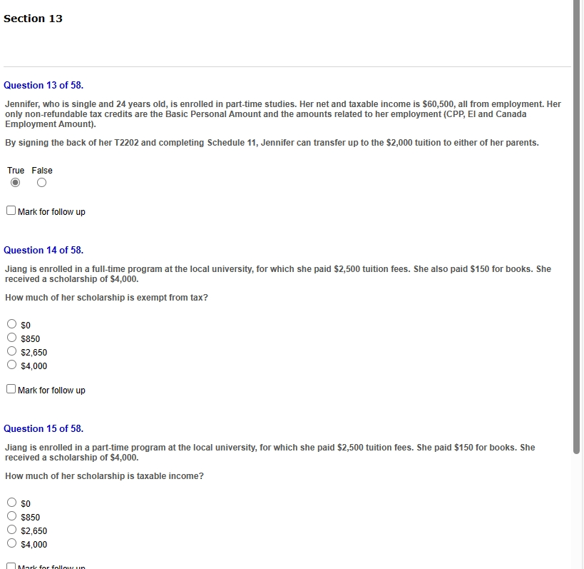 Solved Question 13 of 58. Jennifer, who is single and 24 | Chegg.com