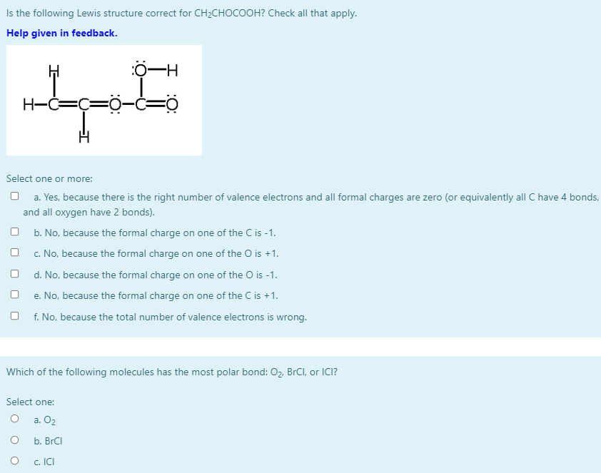 Solved Is The Following Lewis Structure Correct For 3949