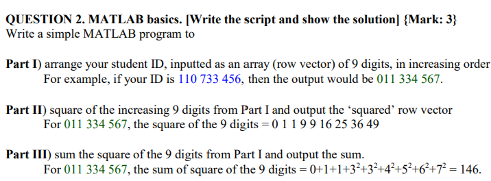 Solved QUESTION 2. MATLAB basics. [Write the script and show | Chegg.com