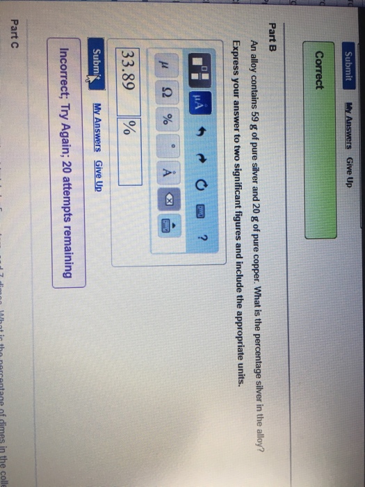 Solved An alloy contains 59 g of pure silver and 20 g of