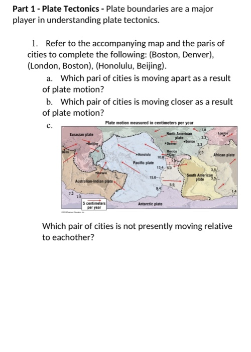 Solved Part 1- Plate Tectonics- Plate boundaries are a major | Chegg.com