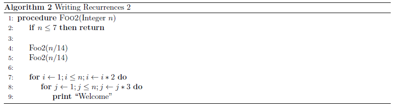 Solved For The Algorithm Write Down Only The Recurrence 2502