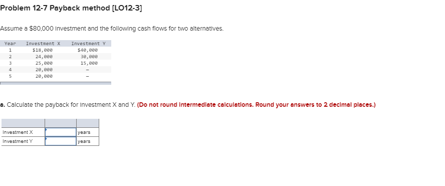 Solved Problem 12-7 Payback method [LO12-3) Assume a $80,000 | Chegg.com