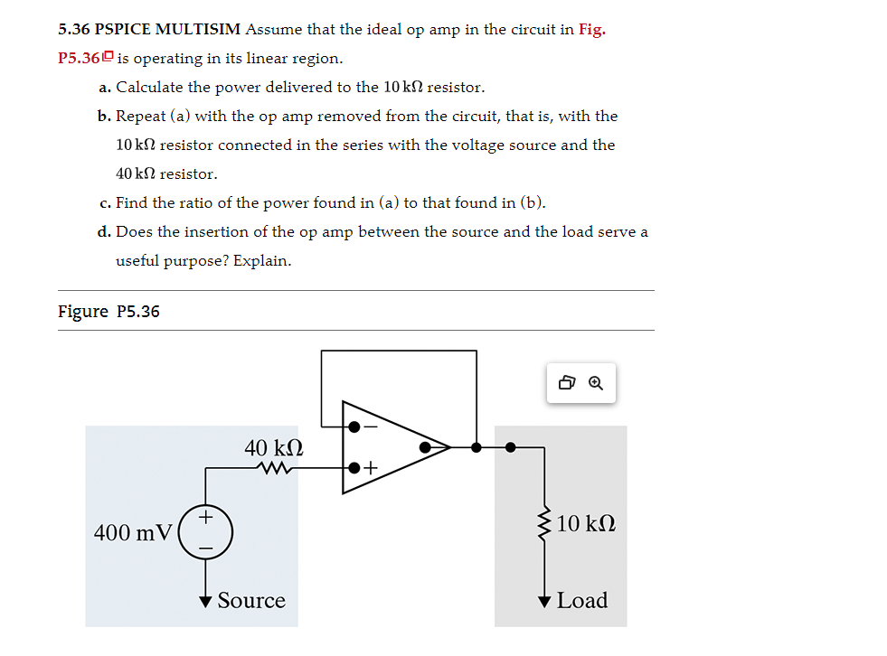 Solved 5.36 PSPICE MULTISIM Assume that the ideal op amp in