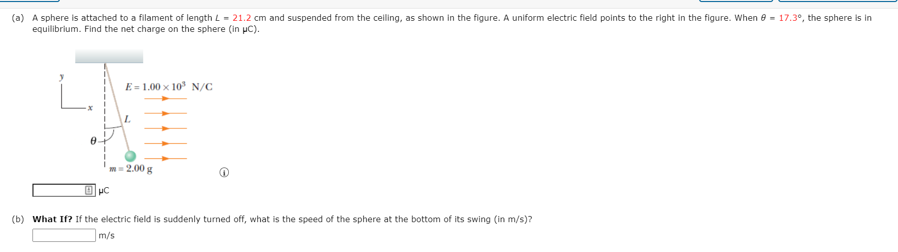 Solved (a) A sphere is attached to a filament of length L = | Chegg.com