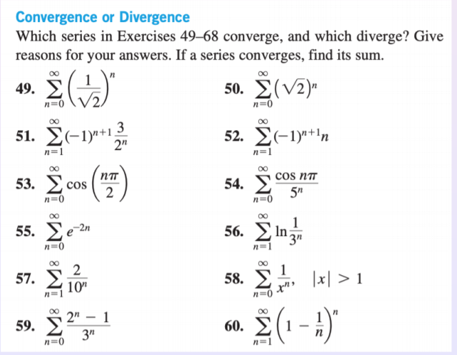 Solved Convergence or Divergence Which series in Exercises | Chegg.com