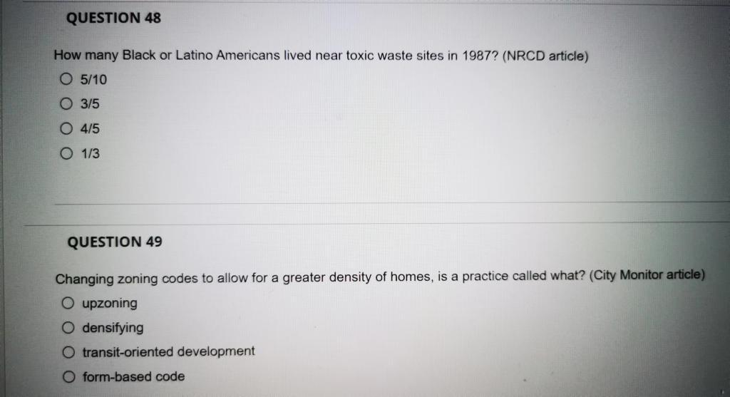 Solved QUESTION 48 How many Black or Latino Americans lived | Chegg.com