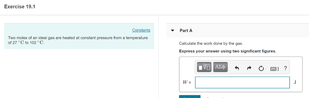 Solved Exercise 19.1 Constants Part A Two moles of an ideal | Chegg.com