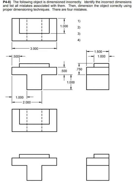 Solved P4-8) The following object is dimensioned | Chegg.com