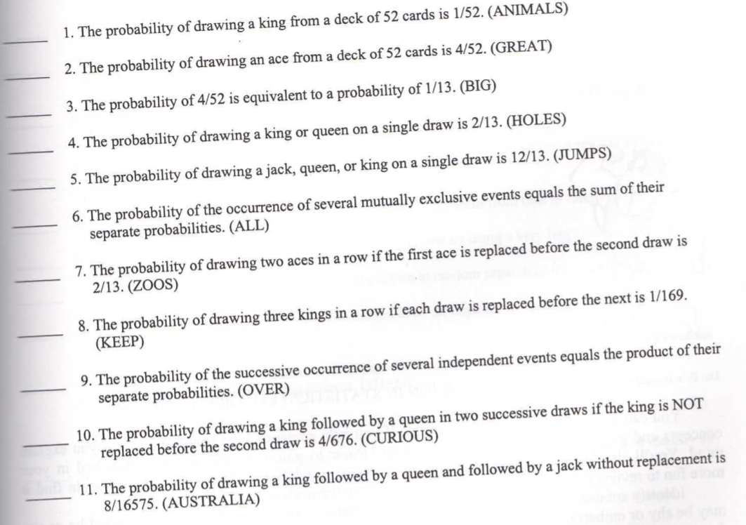 find the probability of king in a deck of 52 cards