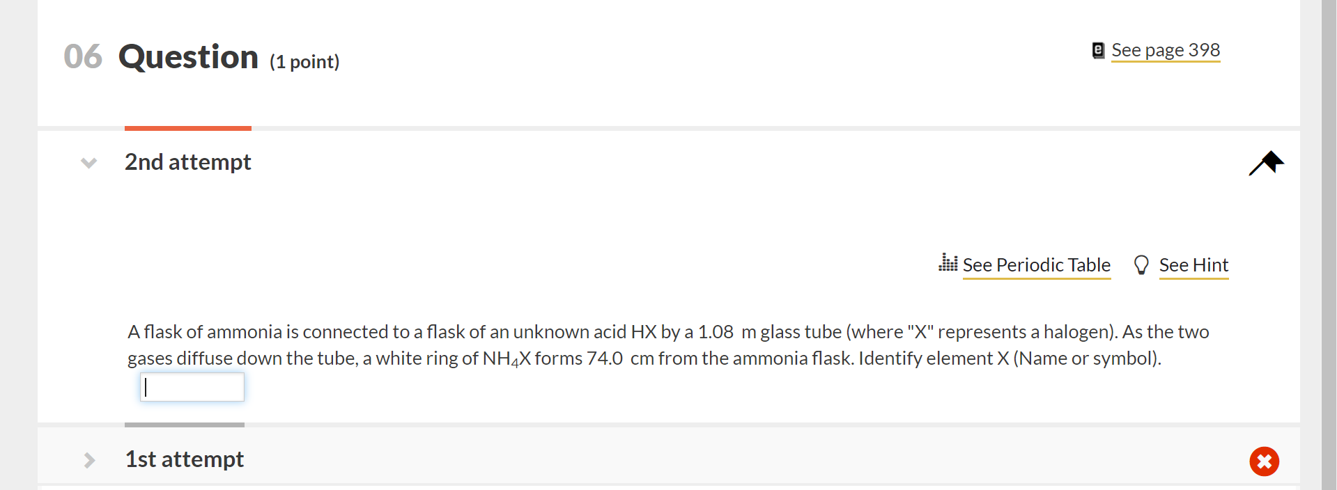 Solved 06 Question (1 point) e See page 398 2nd attempt I | Chegg.com
