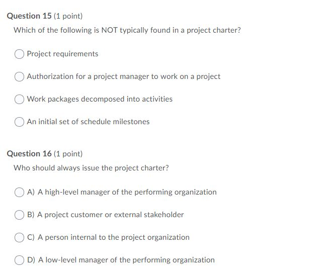 Solved Question 15 (1 point) Which of the following is NOT