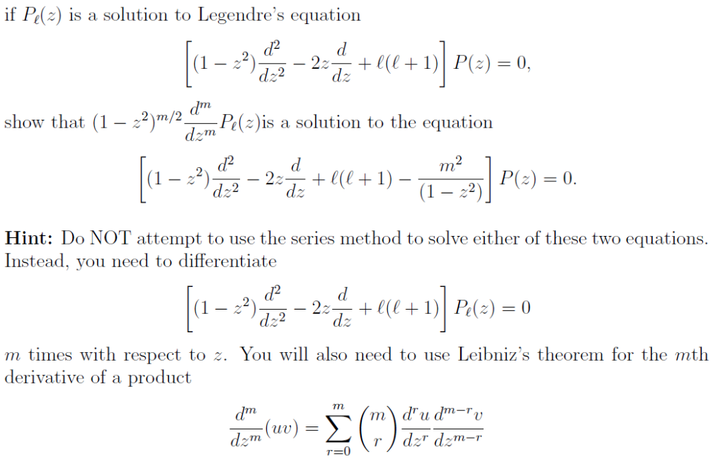 Solved If P 2 Is A Solution To Legendre S Equation D2 2z