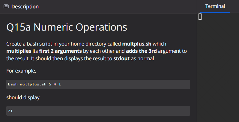 Solved Description 0 Q15a Numeric Operations Create A Bash | Chegg.com