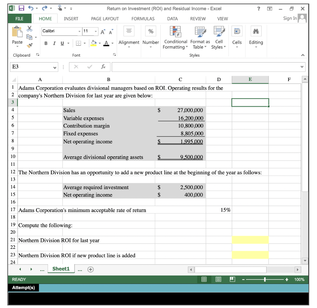 Solved Adams Corporation evaluates divisional managers based | Chegg.com