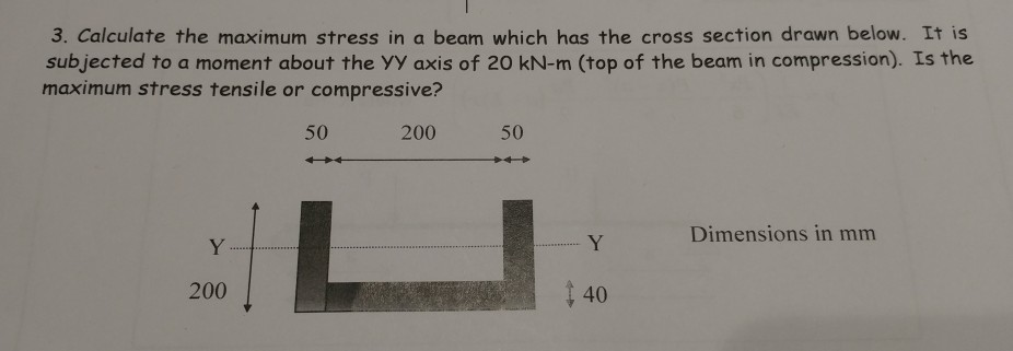 Solved 3. Calculate the maximum stress in a beam which has | Chegg.com