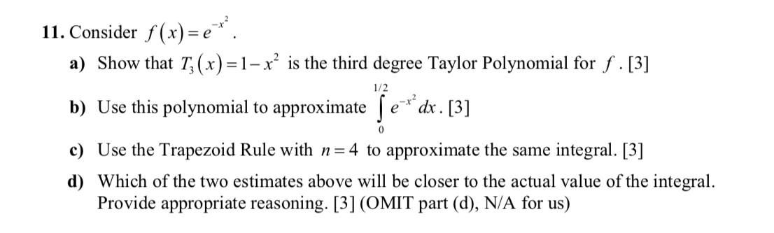 Solved 1/2 11. Consider f (x) = a) Show that 1} (x)=1- x’ is | Chegg.com