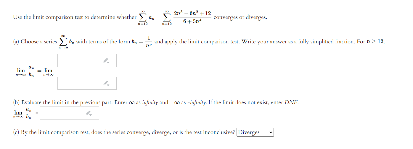 Solved Use the limit comparison test to determine whether