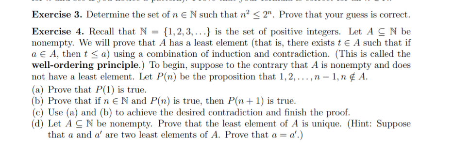 Solved Exercise 3. Determine The Set Of N E N Such That Na