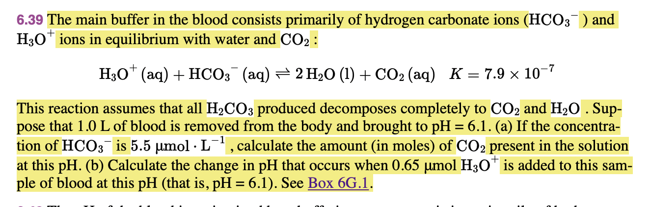 Solved 6.39 The Main Buffer In The Blood Consists Primarily | Chegg.com