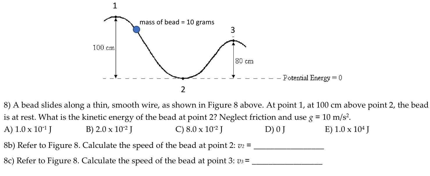 Solved 8) A bead slides along a thin, smooth wire, as shown | Chegg.com