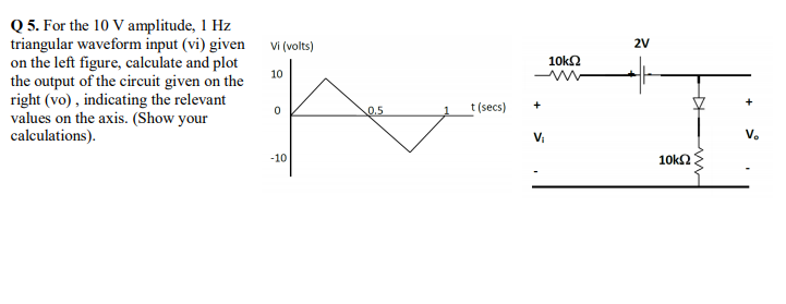 Solved Vi Volt 2v 10kw 10 Q 5 For The 10 V Amplitude Chegg Com