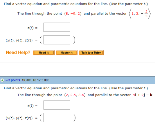 Solved Find a vector equation and parametric equations for | Chegg.com