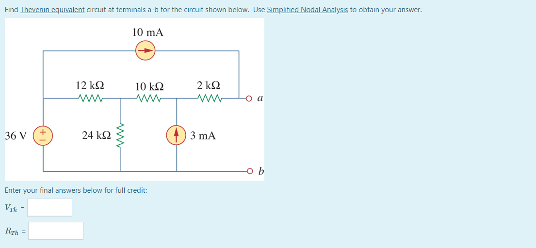 Solved Find Thevenin Equivalent Circuit At Terminals A-b For | Chegg.com