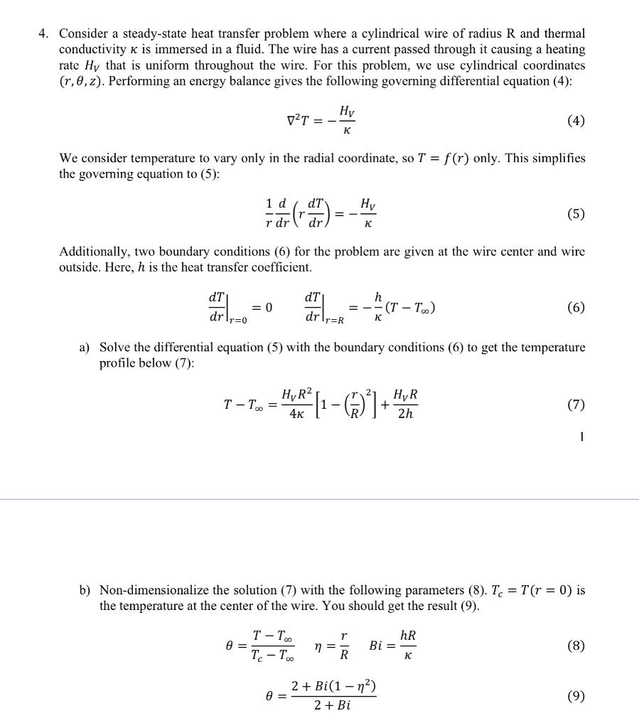 Solved 4. Consider a steady-state heat transfer problem | Chegg.com