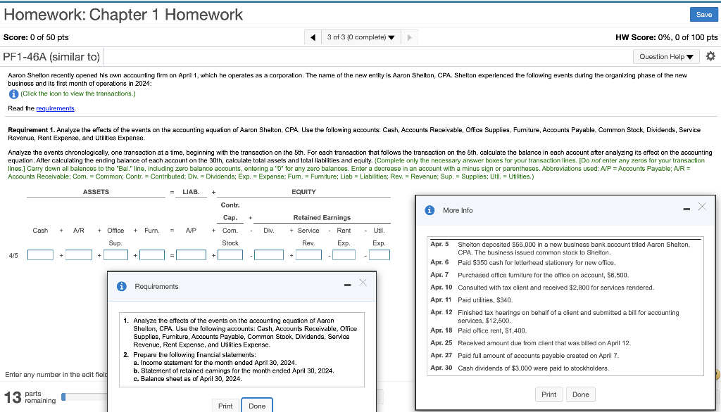 Solved Homework: Chapter 1 Homework Save Score: 0 of 50 pts | Chegg.com