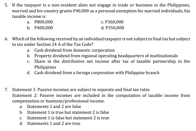 III. Determine the Income Tax Due/Payable for each | Chegg.com