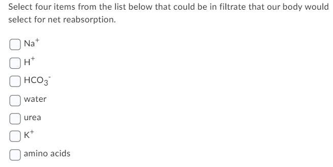 Solved Select four items from the list below that could be | Chegg.com