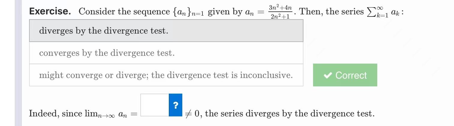 Solved Exercise. Consider the sequence {an}n=1 given by an | Chegg.com
