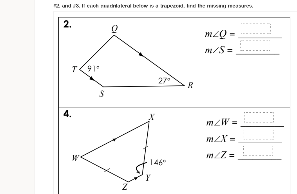 Solved 2 And 3 If Each Quadrilateral Below Is A Trape Chegg Com