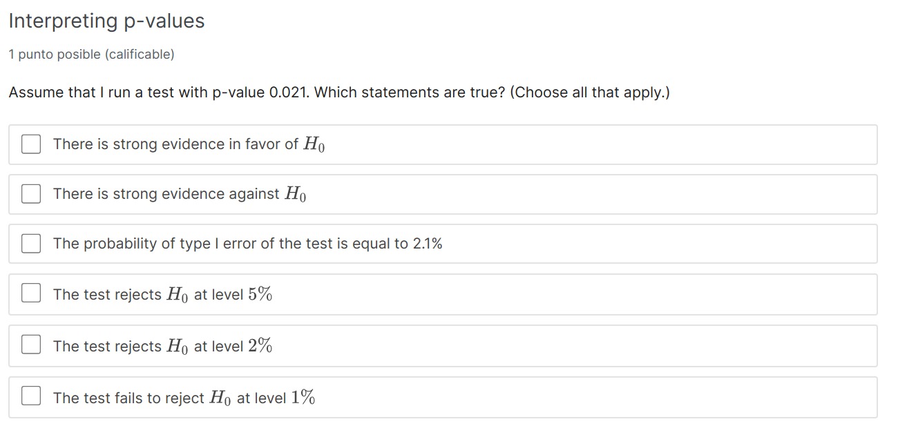 Solved interpreting p values 1 punto posible calificable chegg