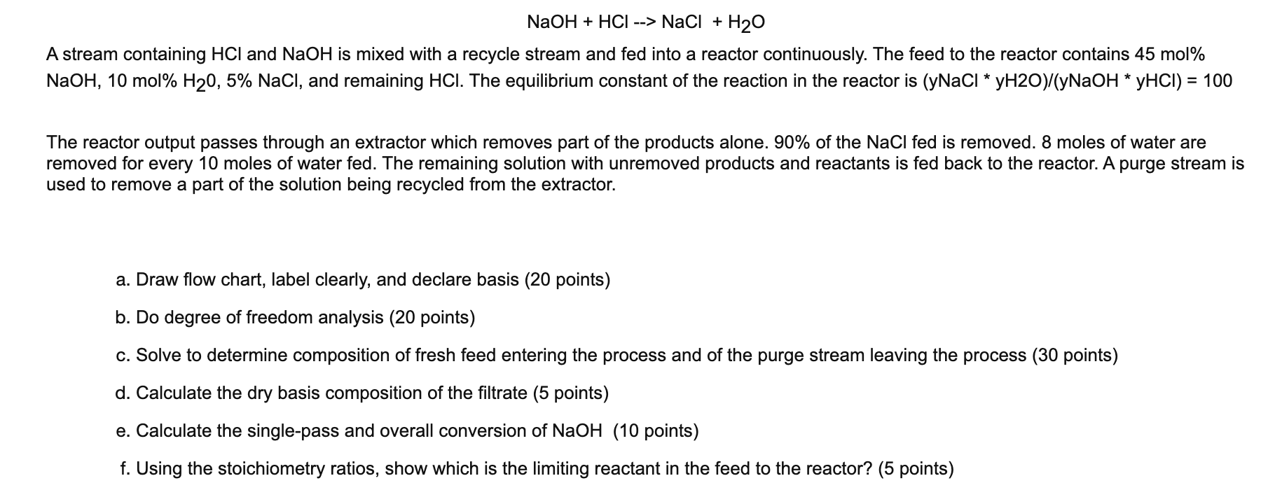 Naoh Hci Nacl H2o A Stream Containing Hcl And Chegg